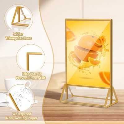 Gold Metal L Shaped Sign Board Stand for Supermarket Shelf Display