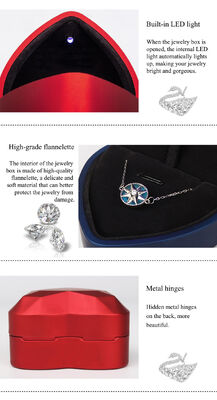 Velvet Engagement Ring Jewelry Packaging Boxes Heart Shaped With LED Light