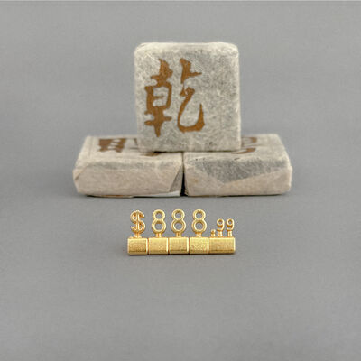 Gold Mini 3D Metal Retail Price Display Tags For Jewelry price cubes