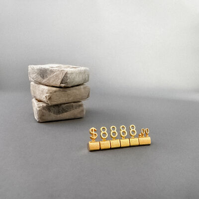 Gold Mini 3D Metal Retail Price Display Tags For Jewelry price cubes