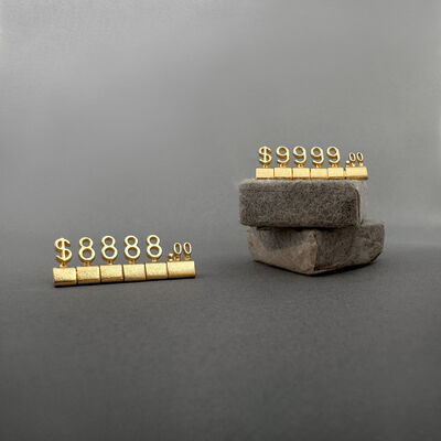 Gold Mini 3D Metal Retail Price Display Tags For Jewelry price cubes