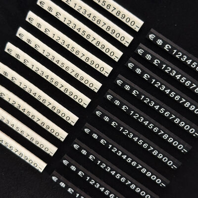 Jewellery Display Black White Mini Price Tag Cube 5 X 3 Mm with Currency Symbol