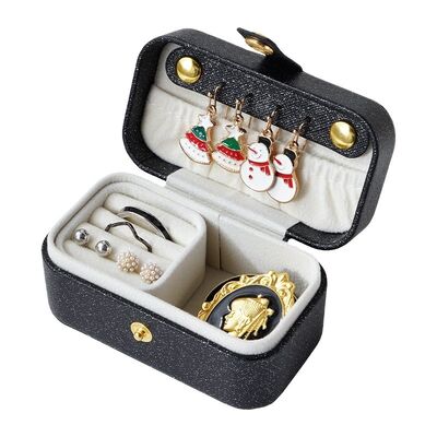 PU Leather Jewelry Storage Box Organizer For Rings Earrings And Lipstick In Place