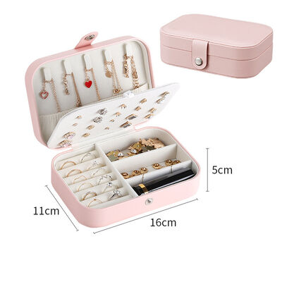 Luxury Metal Portable Necklace Display Cases Custom Velvet Travel Jewelry Box