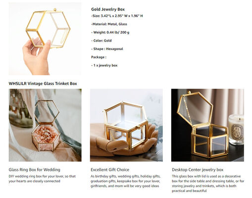 M5.5*11*6cm Hexagonal Greenhouse Glass Jewelry Storage Box