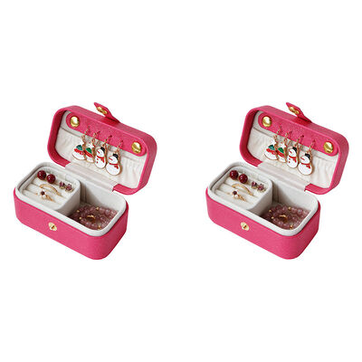 Pearlescent Rouge Red Jewelry Organizer Box Mini Travel Display Cases
