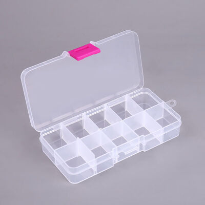 Small Pink Lock Plastic 10 Grid Bead Organizers And Storage Containers Box