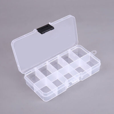10 Grid Plastic Jewelry Organizer Box Removable Small With Dual Tone Lock