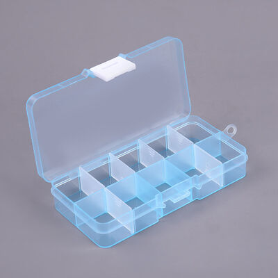 Blue 10 Grid PP Plastic Storage Box Removable Divider Organizer with Blue White Button