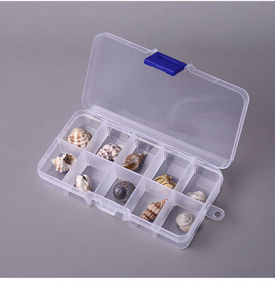 Blue 10 Grid PP Plastic Storage Box Removable Divider Organizer with Blue White Button