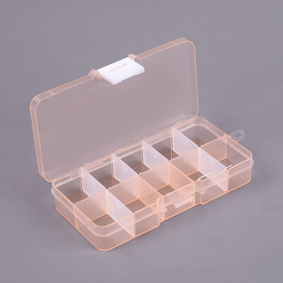 Orange 10 Grid Plastic Storage Box Removable Divider Organizer Box