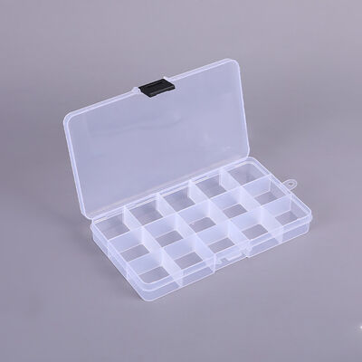 15 Grid Plastic Storage Box Removable Divider Black Lock Organizer Box