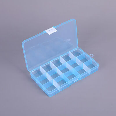 15 Grid Plastic Jewelry Organizer Box Blue Removable For Jewelry Beads