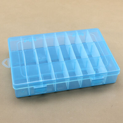 Compact and Versatile Blue 24 Grid Plastic Organizer Box with Removable Dividers