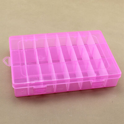 Organize with Ease Pink 24 Grid Plastic Organizer Box Removable Divider Storage Case 19x13x3.6cm