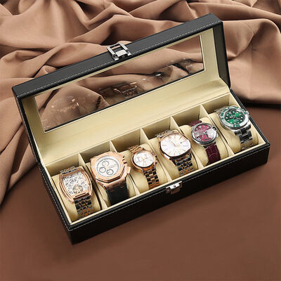 Luxury 6 Slot Watch and Bracelet Storage Box Elegant Organizer Display Case for Valuables and Fine Jewelry Collections