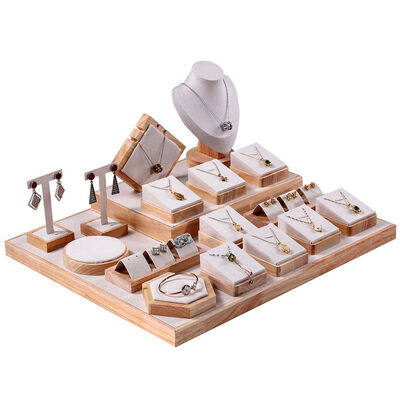 Retail Wood Jewelry Holder Stand Display Set For Necklaces Pendants