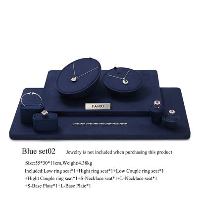 Luxury Microfiber Fabric Jewelry Counter Display Props Set Customized Size