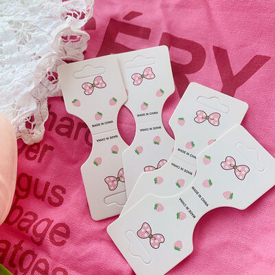 Strawberry Bow Paperboard Hair Tie Display Cards 100pcs Bulk Pack