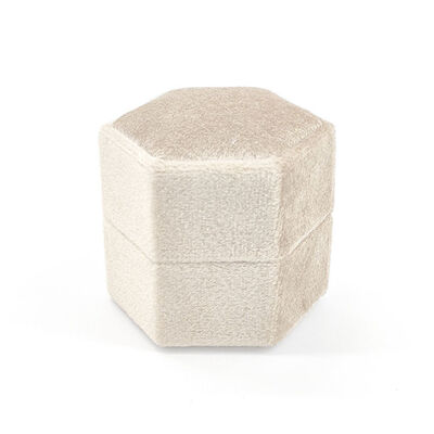 Beige Velvet Hexagon Ring Jewelry Organizer Boxes 5cm for Gifts