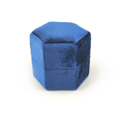 G119 Blue Velvet Hexagonal Ring Packaging Box Luxury Jewelry Gift Box