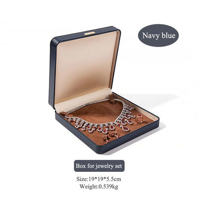 Navy Blue PU Leather Ring Box Jewelry Storage Box For Weddings