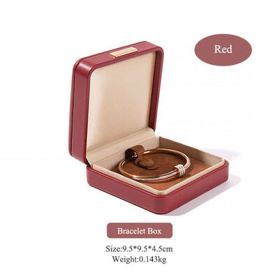 Red PU Leather Jewelry Packaging Boxes For Ring Pendant Bracelet Necklace
