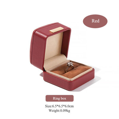 Red PU Leather Jewelry Packaging Boxes For Ring Pendant Bracelet Necklace