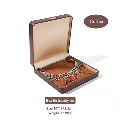 Coffee Vintage PU Square Buckle Packaging Box For Jewelry