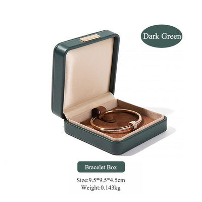 Dark Green Vintage PU Square Buckle Packaging Box For Jewelry