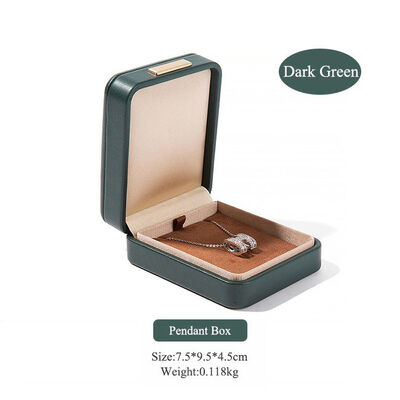 Dark Green Vintage PU Square Buckle Packaging Box For Jewelry