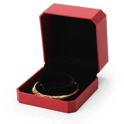 Red Leatherette Octagon Bangle Box for Jewelry Packaging