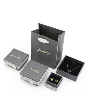 Gray Bow Specialty Hard Paper Packing Jewelry Boxes For Earrings Ring Gift Box