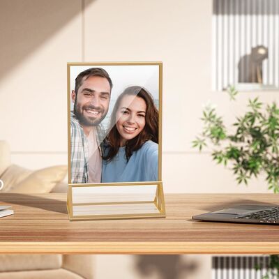 Gold Metal L Shaped Sign Board Stand for Supermarket Shelf Display