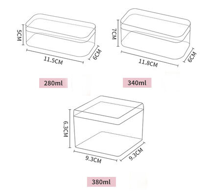 Food Grade PS Plastic Square Dessert Boxes 8pcs