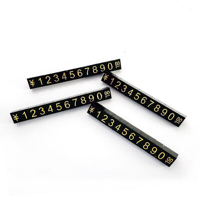 L9*6mm 100set jewellery display price digital cube  Gold letters Black Background For Retail Shop display customizable