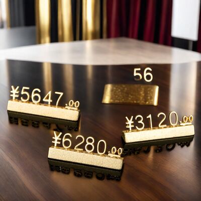 Customizable Gold Metal Price Displays For Jewelry Watches And Luxury Goods