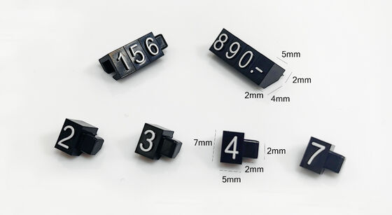 Black Base White Text 3D Numbers Pentagon Shape Price Tag Cube for Jewelry Display Rack