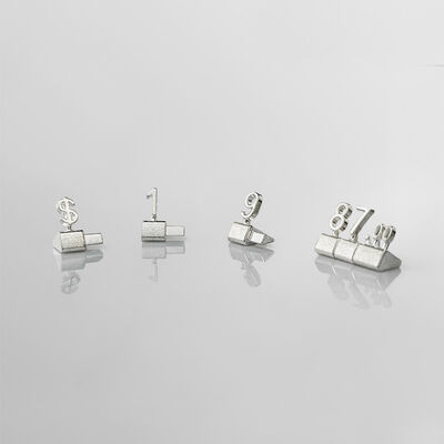 Digits Stand Upright Metal Price Tag Cubes Gold Coloured 8 Mm