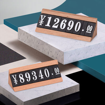 Adjustable Supermarket Price Tags on Wooden Base 69X30mm