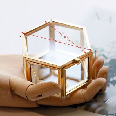 S3.5*7*5 Hexagonal Greenhouse Glass Jewelry Storage Box