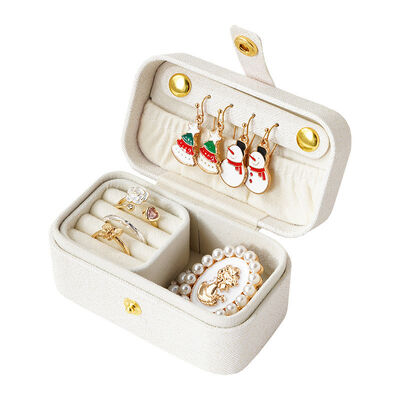 Pearlescent White Travel Jewelry Organizer Box Small Customizable 9.5*5*5cm