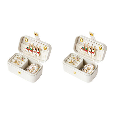 Pearlescent White Travel Jewelry Organizer Box Small Customizable 9.5*5*5cm