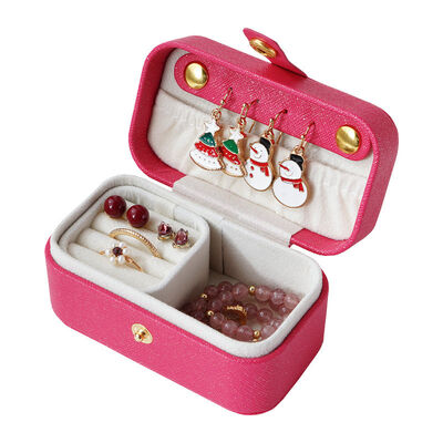 Pearlescent Rouge Red Jewelry Organizer Box Mini Travel Display Cases