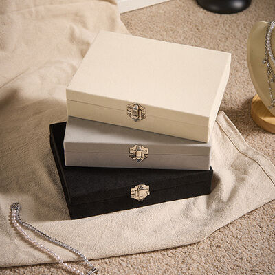 White Velvet Jewelry Storage Box with Buckle , Jewelry Organizer Display Case