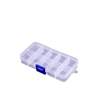 Blue Button Small Plastic Storage Box Removable 10 Grid Jewelry Organizer Case
