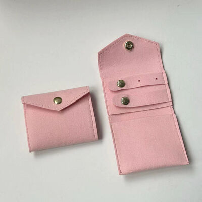 Mini Pink Travel Jewelry Organizer Soft Microfiber Storage Bag for Easy Storage