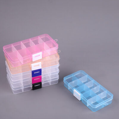 Mini Pink 10 Grid PP Plastic Storage Box Removable Organizer 12.8x6x2.3cm Size