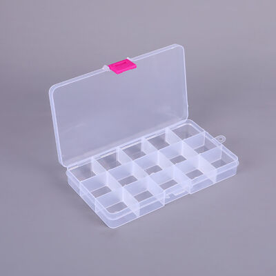 White 15 Grid Plastic Organizer Box Removable Divider Storage Case