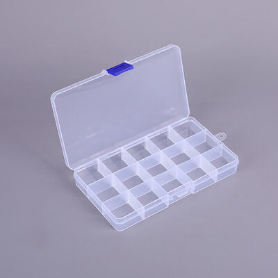 Blue Lock 15 Grid Plastic Organizer Box , Removable Divider Craft Storage Box